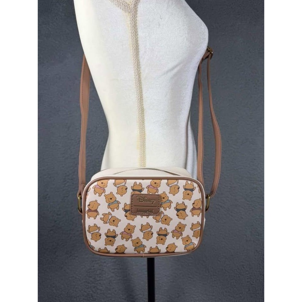 Disney Loungefly Winnie the Pooh Crossbody Bag Tan All Over‎ Print Pooh Bear